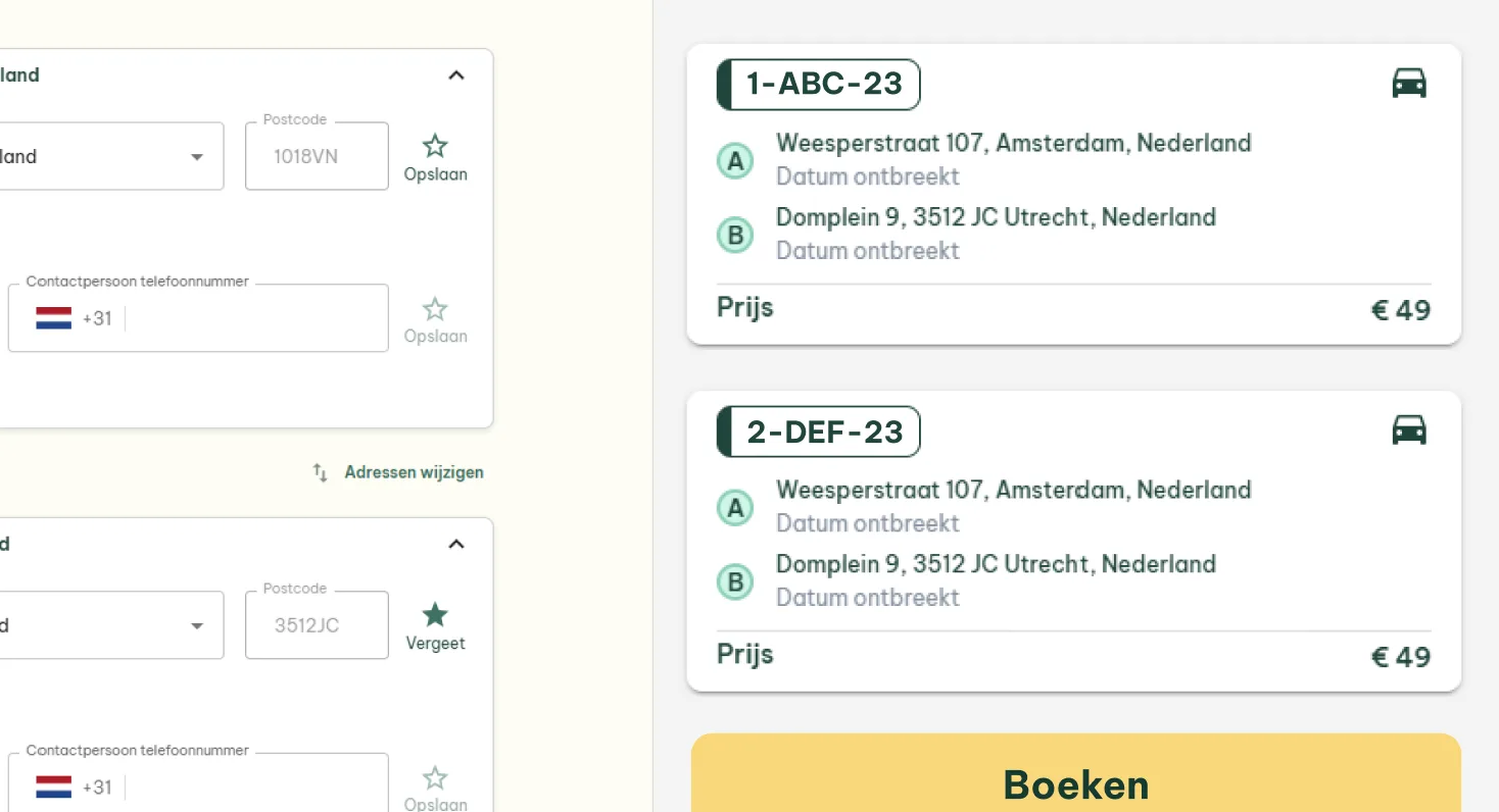 Gire samenvatting, overzicht van de boeking voor bevestiging