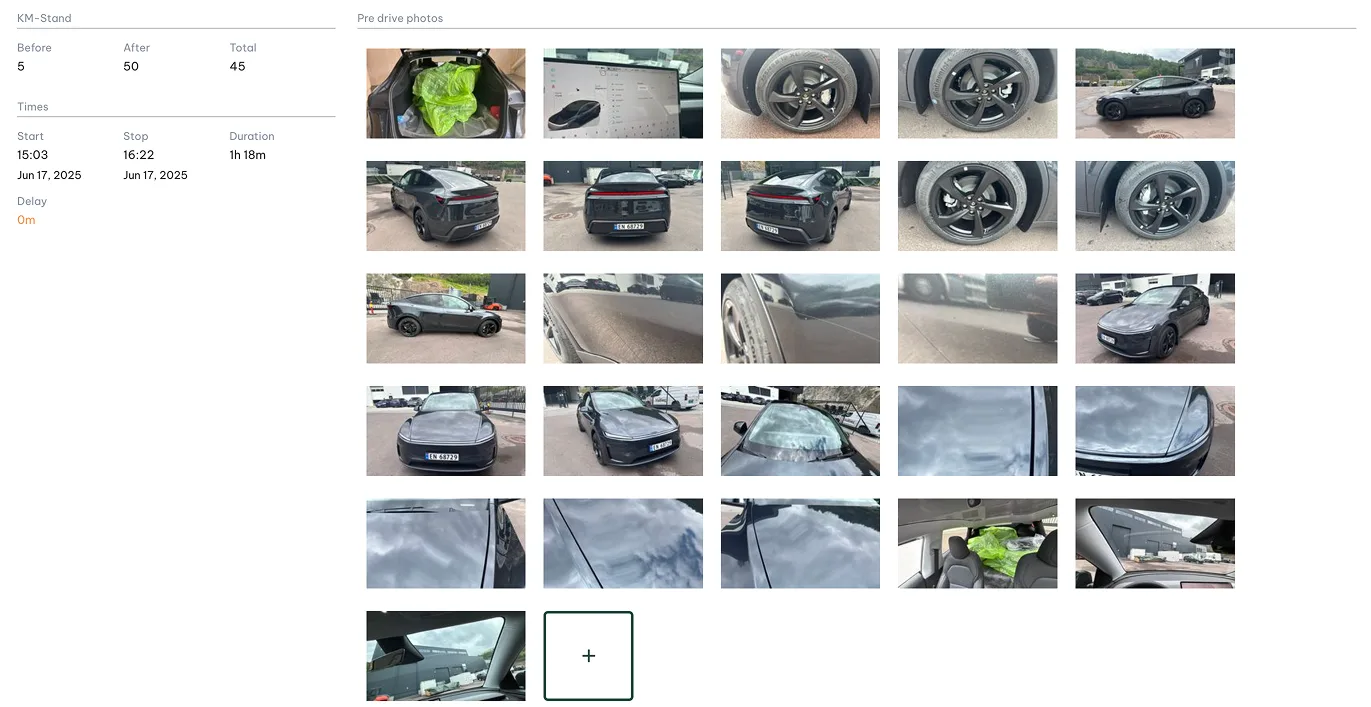 Gire photo documentation, odometer and pre-drive photos